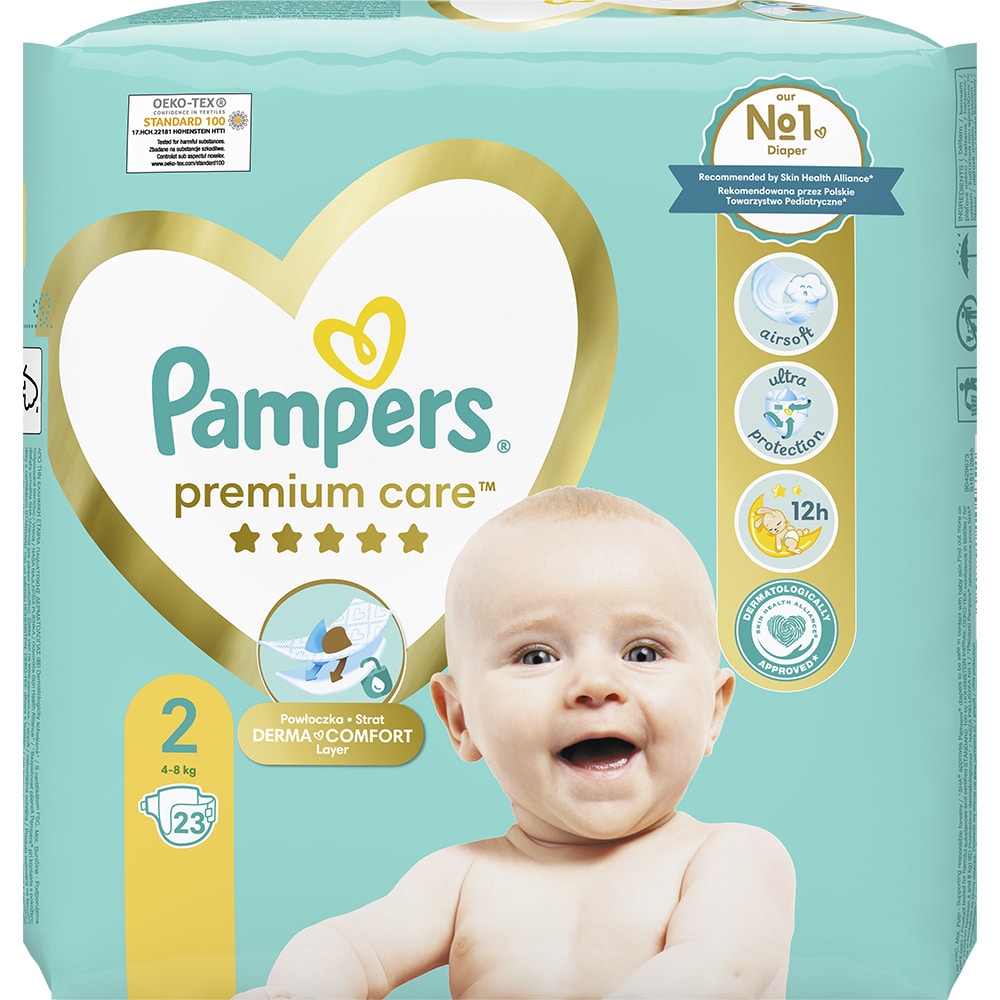 Scutece PAMPERS Premium Care Small Pack Nou Nascut nr 2, Unisex, 4-8 kg, 23 buc