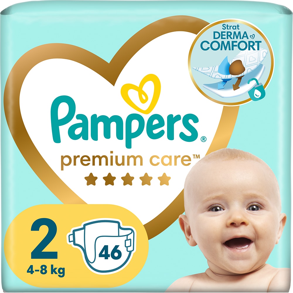 Scutece PAMPERS Premium Care Value Pack Nou Nascut nr 2, Unisex, 4-8 kg, 46 buc