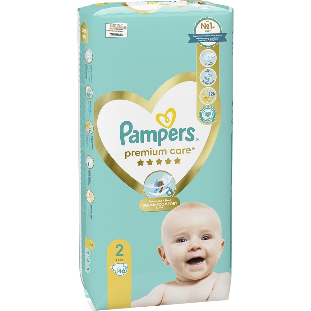 Scutece PAMPERS Premium Care Value Pack Nou Nascut nr 2, Unisex, 4-8 kg, 46 buc