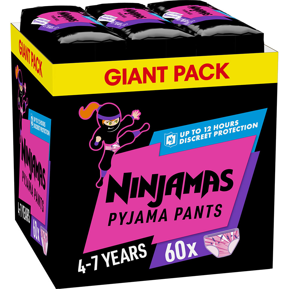Scutece chilotel de noapte PAMPERS Ninjamas XXL Box, Fata, 17-30 kg, 60 buc