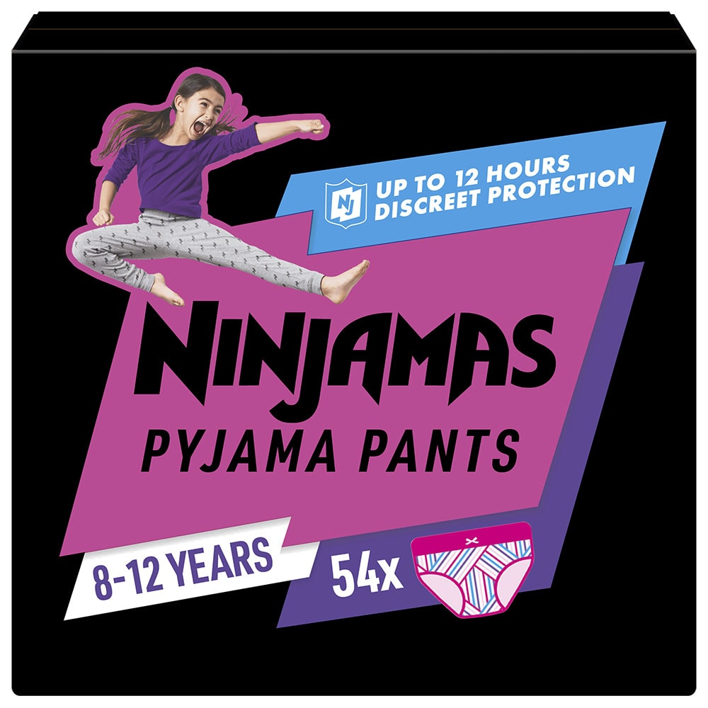 Scutece chilotel de noapte PAMPERS Ninjamas XXL Box, Fata, 27-43 kg, 54 buc