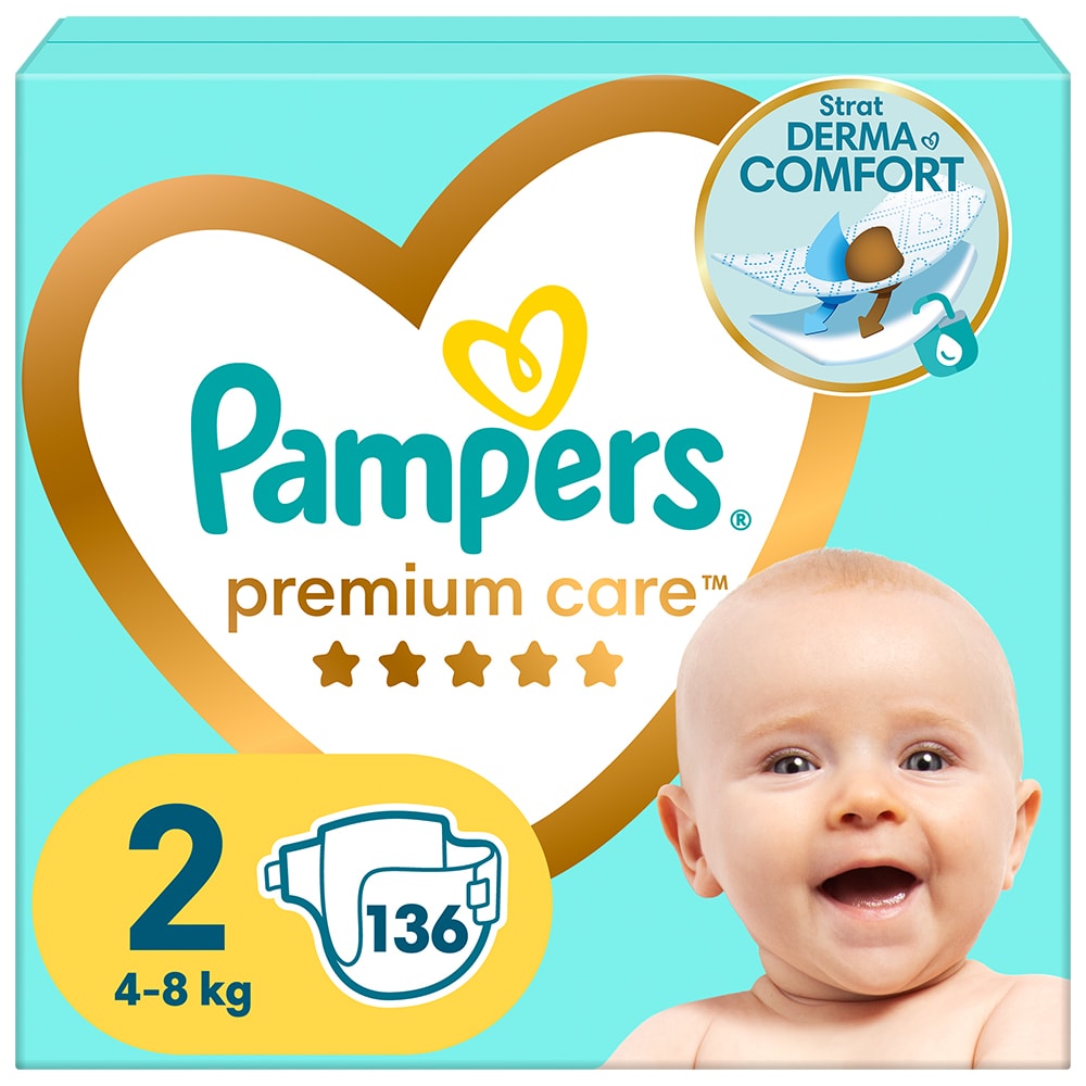 Scutece PAMPERS Premium Care Mega Box nr 2, Unisex, 4-8 kg, 136 buc