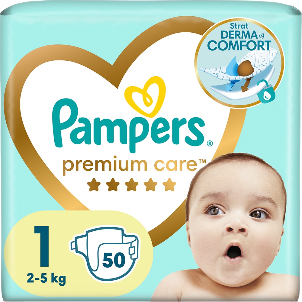 Scutece PAMPERS Premium Care Value Pack nr 1, Unisex, 2-5 kg, 50 buc