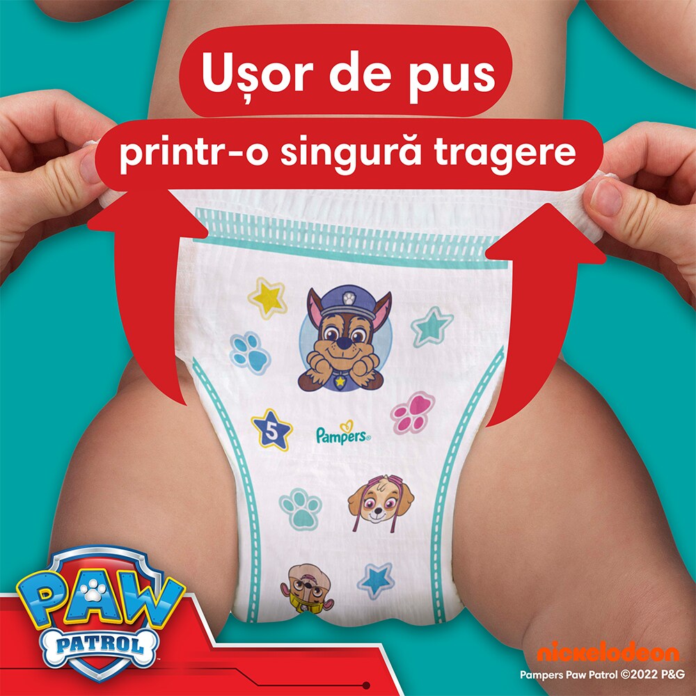 Scutece chilotel PAMPERS Pants Patrula Catelusilor Giga Pack nr 4, Unisex, 9-15 kg, 72 buc