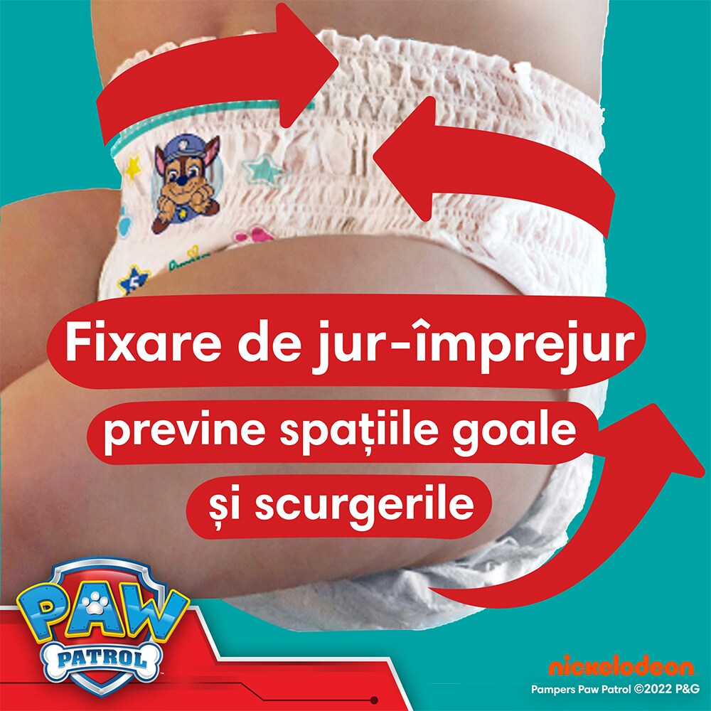 Scutece chilotel PAMPERS Pants Patrula Catelusilor Giga Pack nr 4, Unisex, 9-15 kg, 72 buc