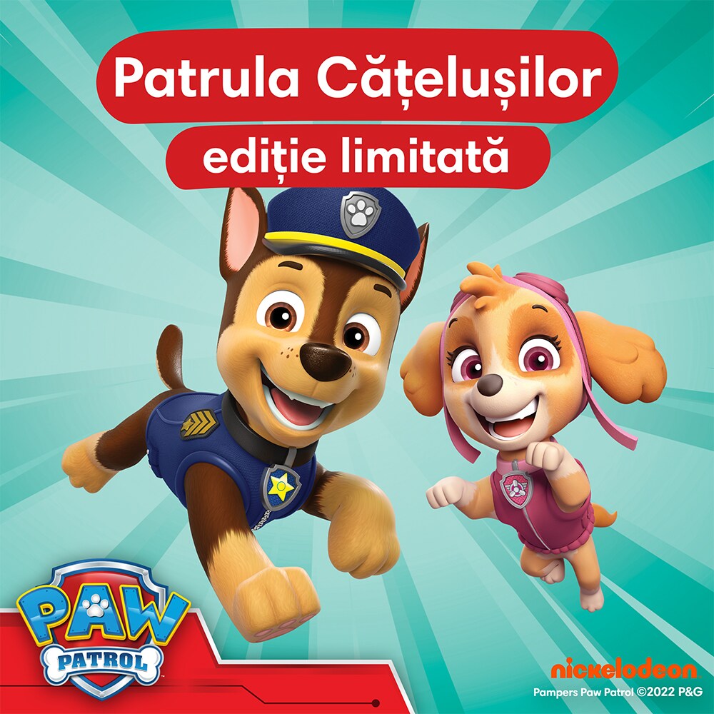 Scutece chilotel PAMPERS Pants Patrula Catelusilor Giga Pack nr 4, Unisex, 9-15 kg, 72 buc
