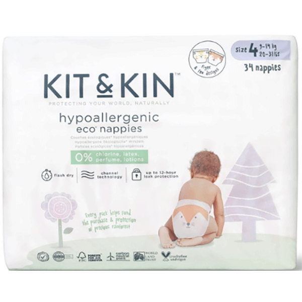 Scutece hipoalergenice KIT&KIN Eco nr 4, Unisex, 9-14 kg, 32 buc