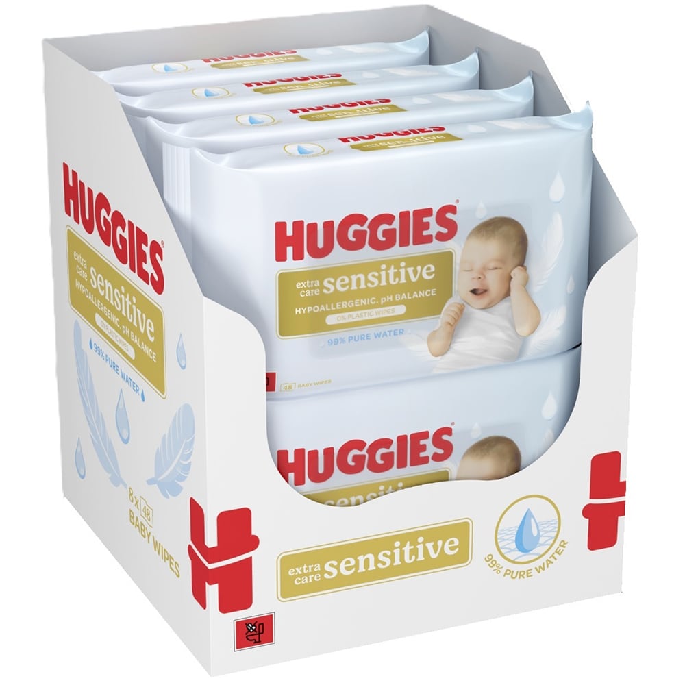 Servetele umede HUGGIES Extra Care Sensitive, 8 pachete, 384 buc