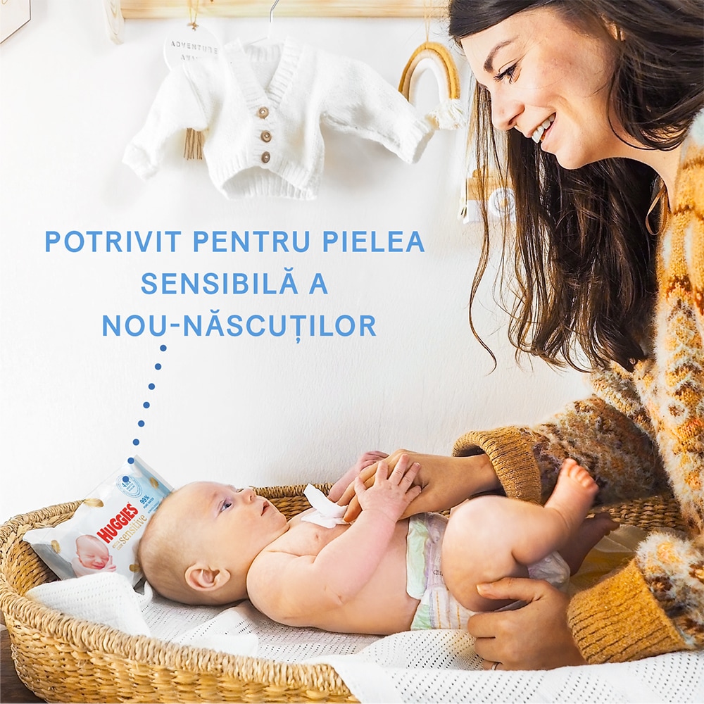 Servetele umede HUGGIES Extra Care Sensitive, 8 pachete, 384 buc