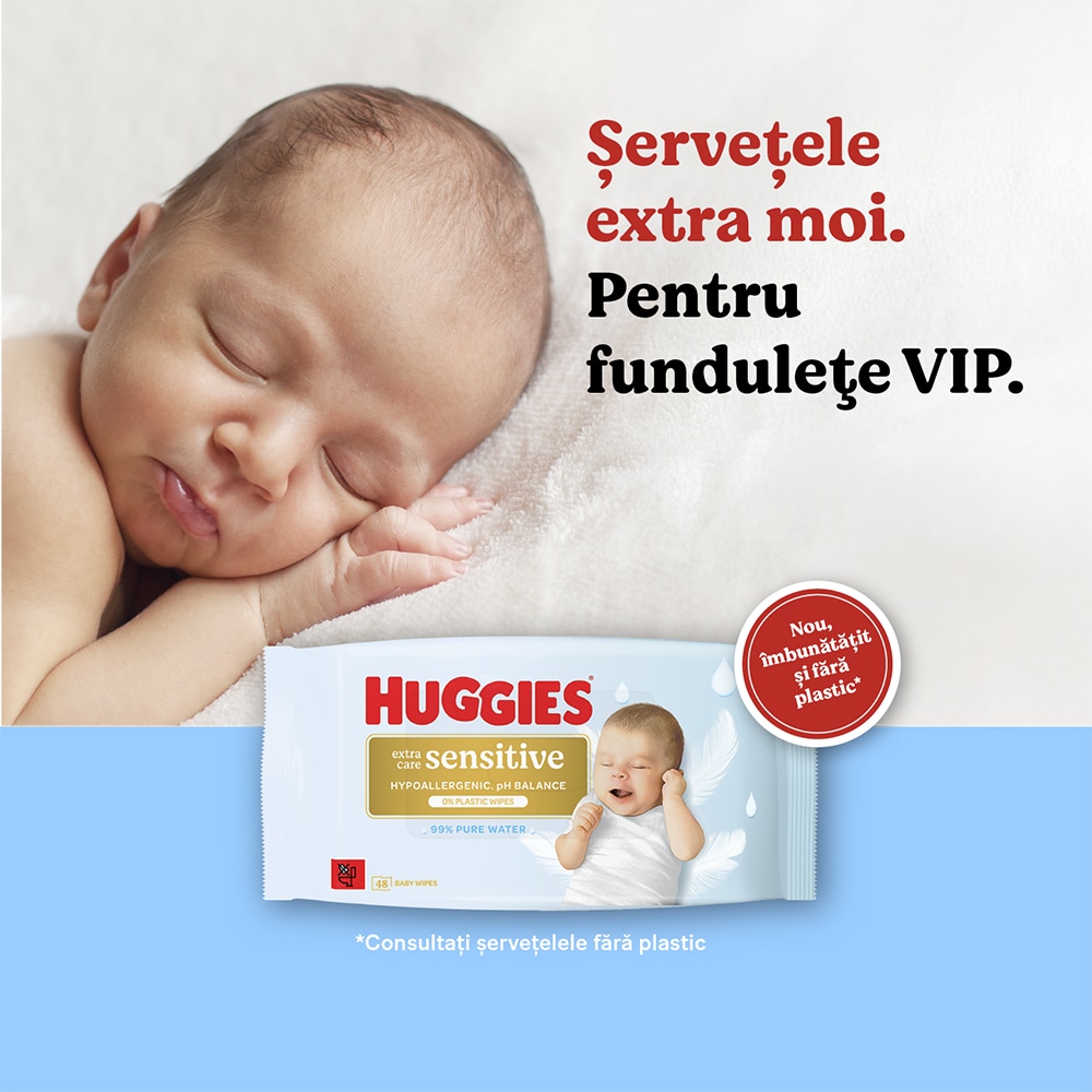 Servetele umede HUGGIES Extra Care Sensitive, 8 pachete, 384 buc