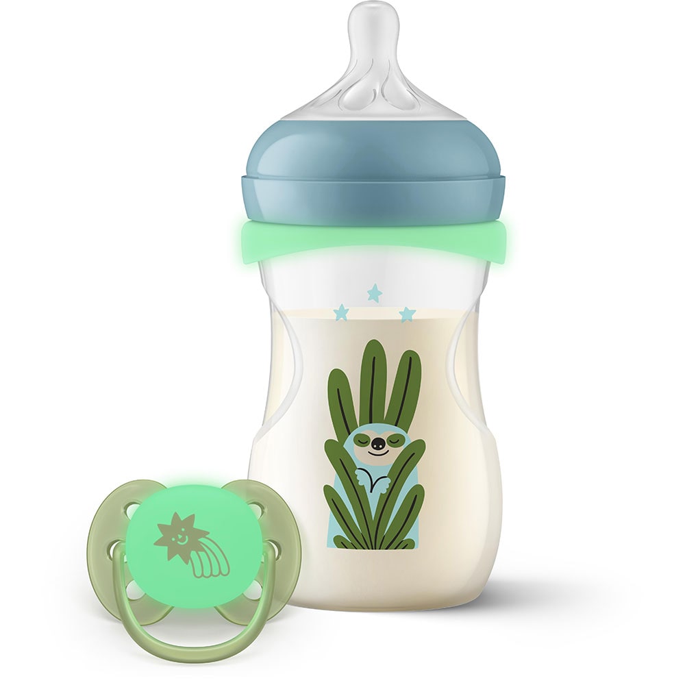 Set PHILIPS AVENT Natural Response SCD838/17, flux mediu, 0 luni+, 260ml, albastru-verde