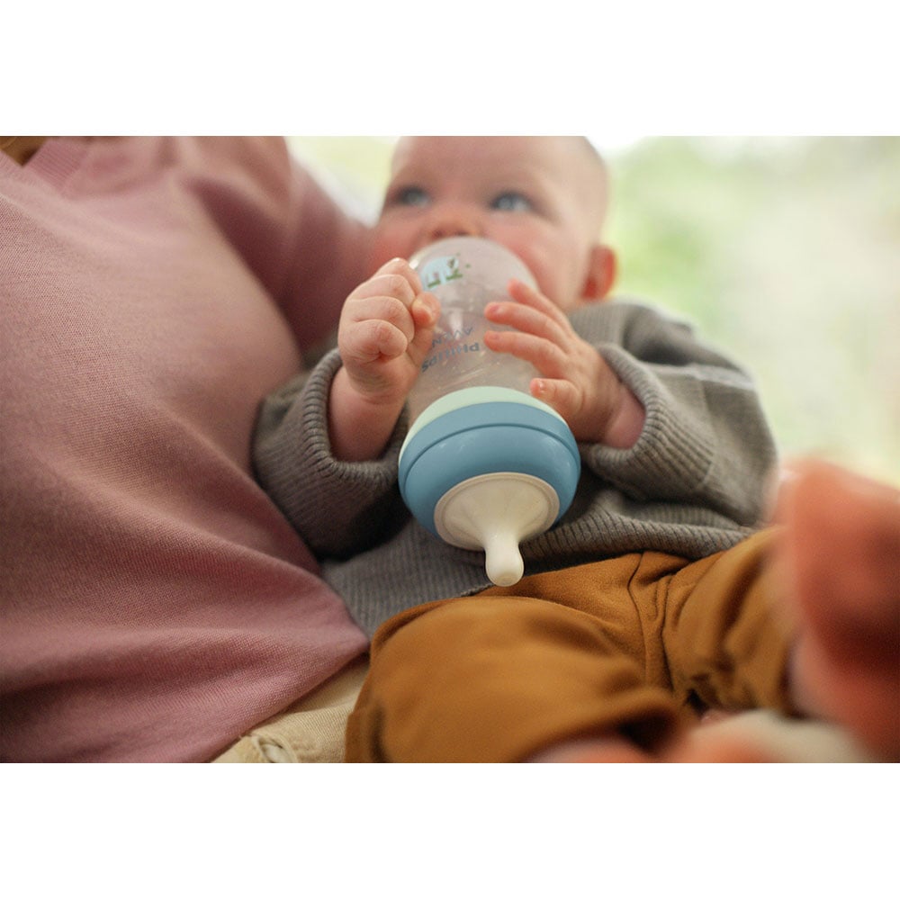 Set PHILIPS AVENT Natural Response SCD838/17, flux mediu, 0 luni+, 260ml, albastru-verde