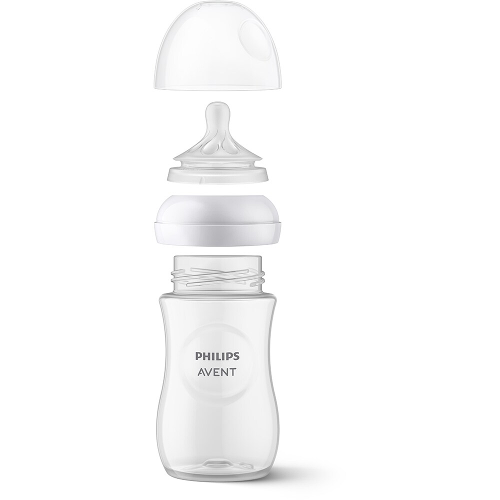 Set 4 biberoane PHILIPS AVENT Natural Response SCD838/30, flux mediu, 0 luni+, 125/260ml, alb-transparent