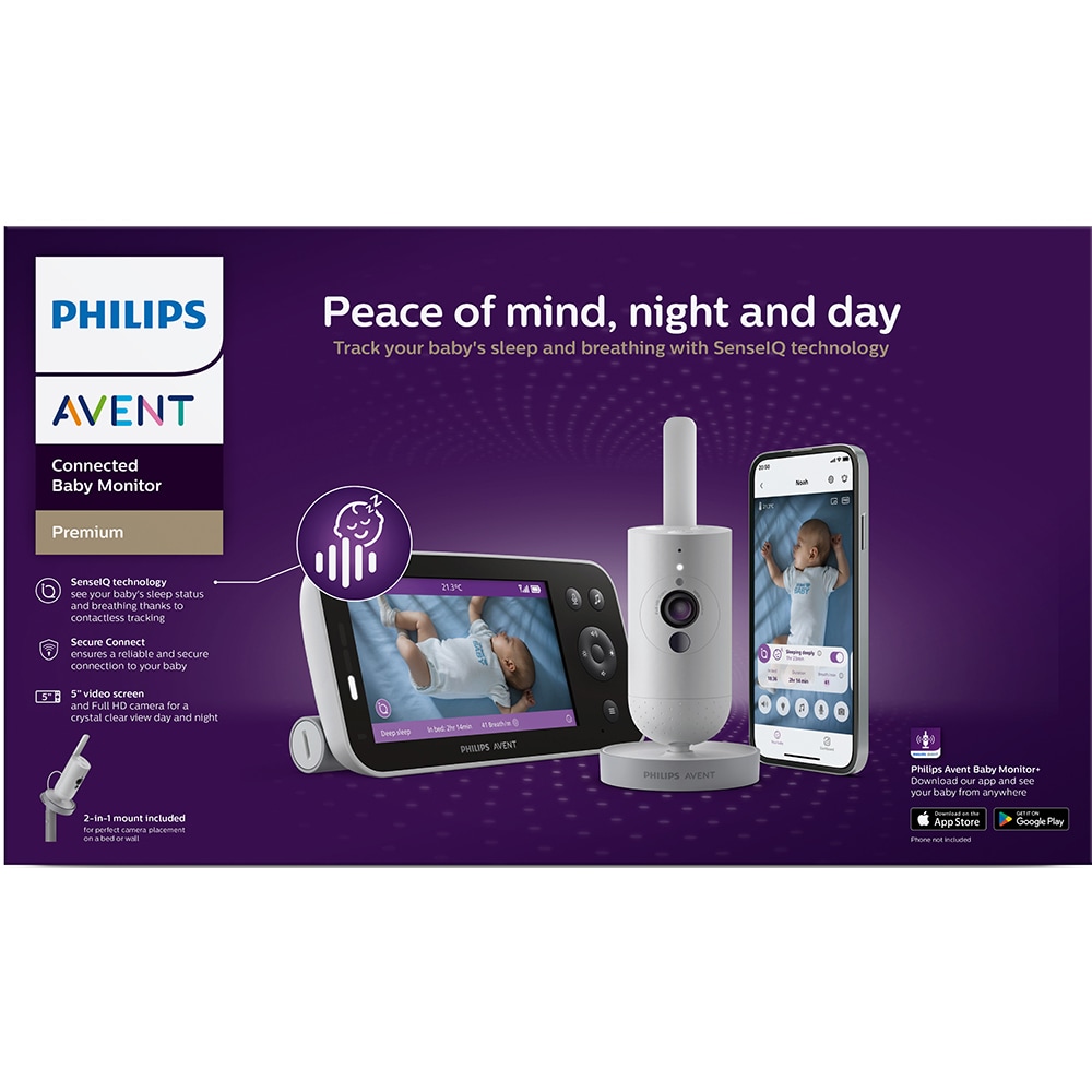 Monitor video PHILIPS AVENT SCD973/26, 5", alb-gri