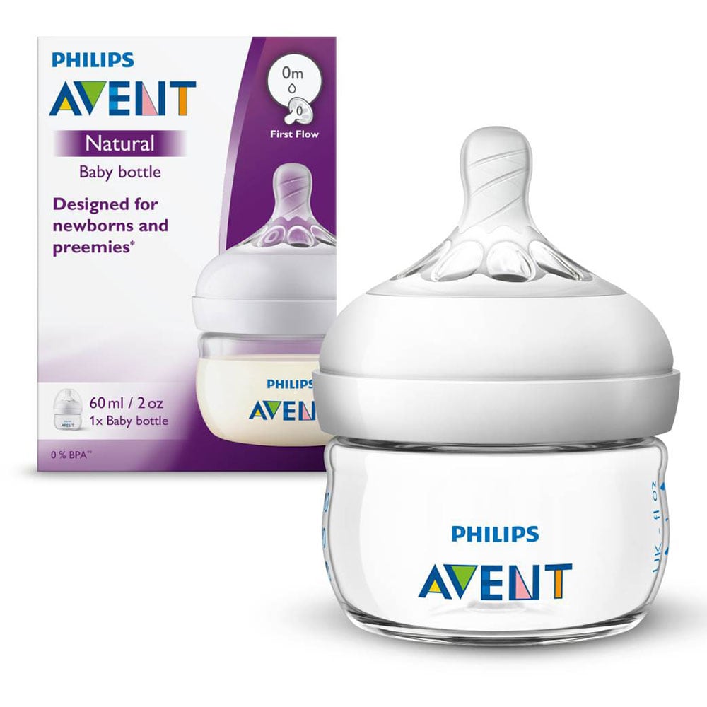 Set PHILIPS AVENT Natural SCF039/17, flux mediu, 0 luni+, 60ml, alb-transparent