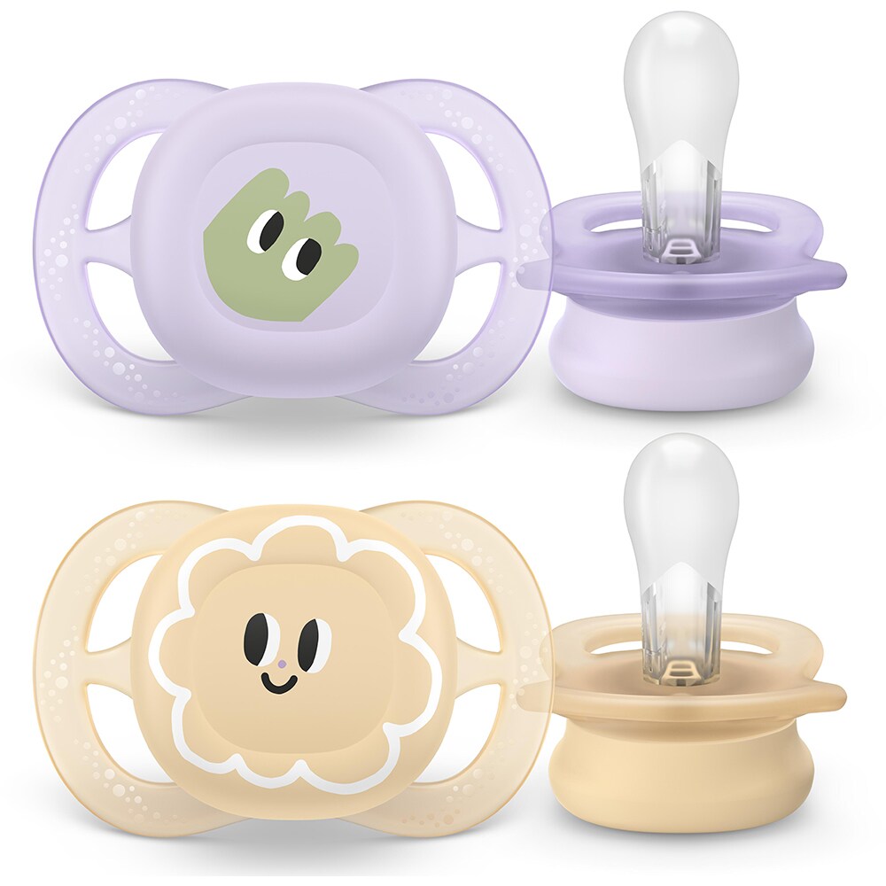 Suzeta PHILIPS AVENT Pacifier Ultra Start SCF075/13, 0-2 luni, 2 buc, mov-portocaliu