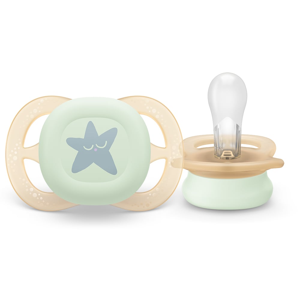 Suzeta PHILIPS AVENT Pacifier Ultra Start de noapte SCF075/17, 0-2 luni, 2 buc, multicolor
