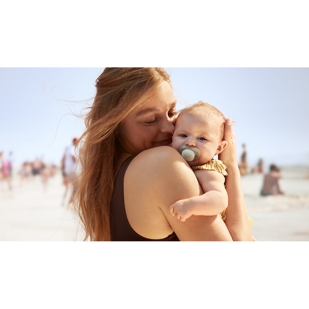 Suzeta PHILIPS AVENT Pacifier Ultra Start de noapte SCF075/18, 0-6 luni, 2 buc, bleu-verde