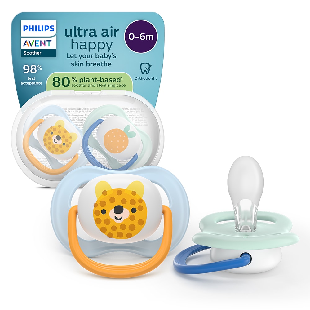 Suzeta PHILIPS AVENT Ultra Air SCF080/23, 0 luni+, 2 buc, multicolor