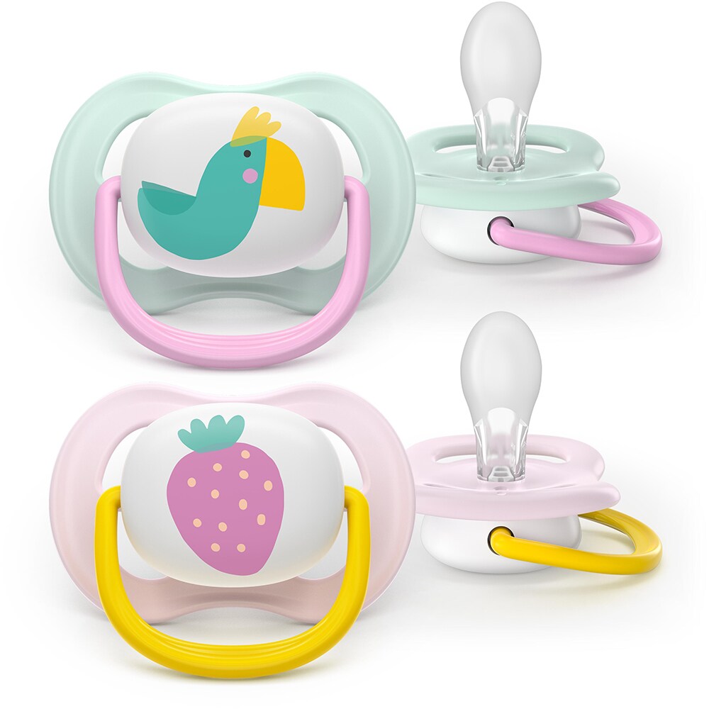 Suzeta PHILIPS AVENT Pacifier Ultra Air SCF080/24, 0 luni+, 2 buc, multicolor