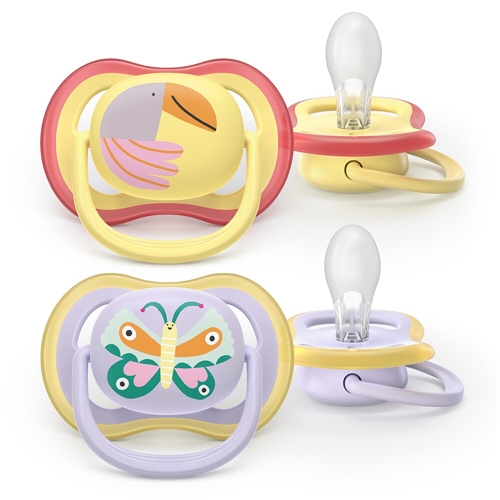 Suzeta PHILIPS AVENT Pacifier Ultra Air SCF087/04, 0 luni+, 2 buc, multicolor