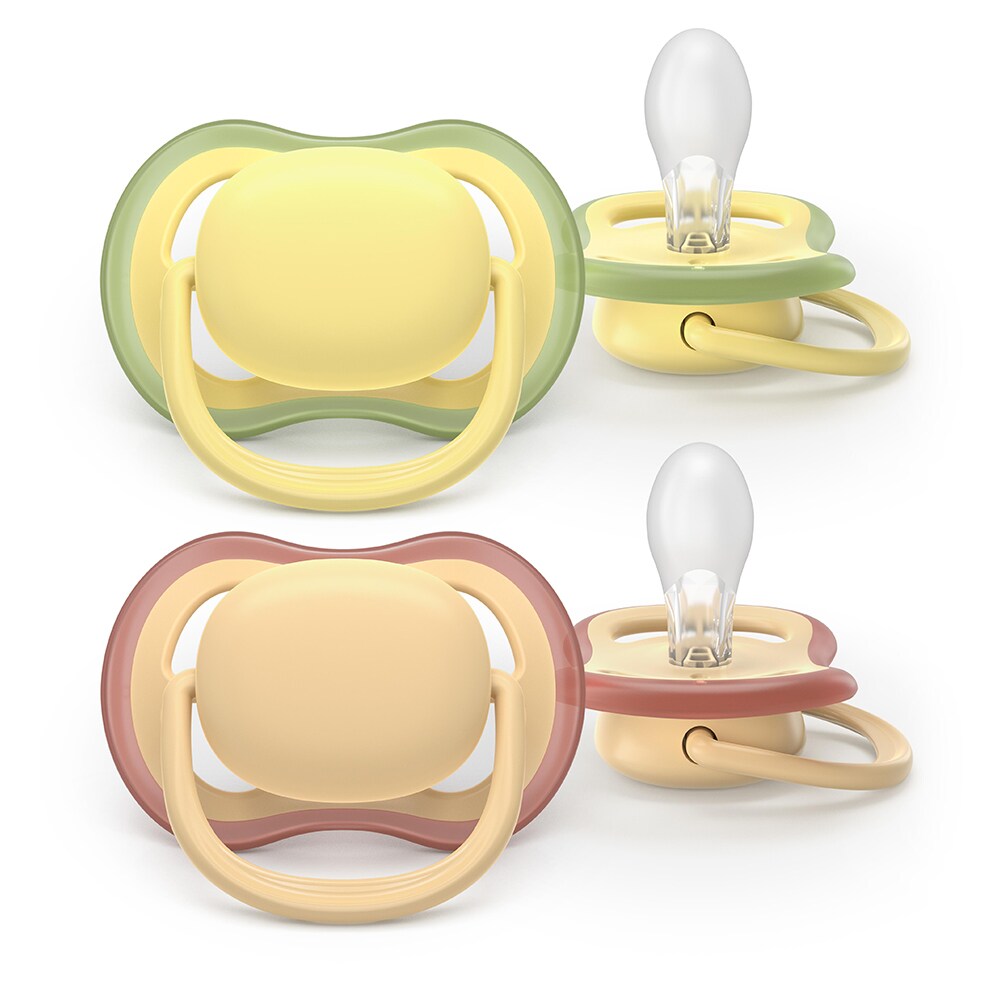 Suzeta PHILIPS AVENT Pacifier Ultra Air SCF087/07, 0 luni+, 2 buc, galben-portocaliu