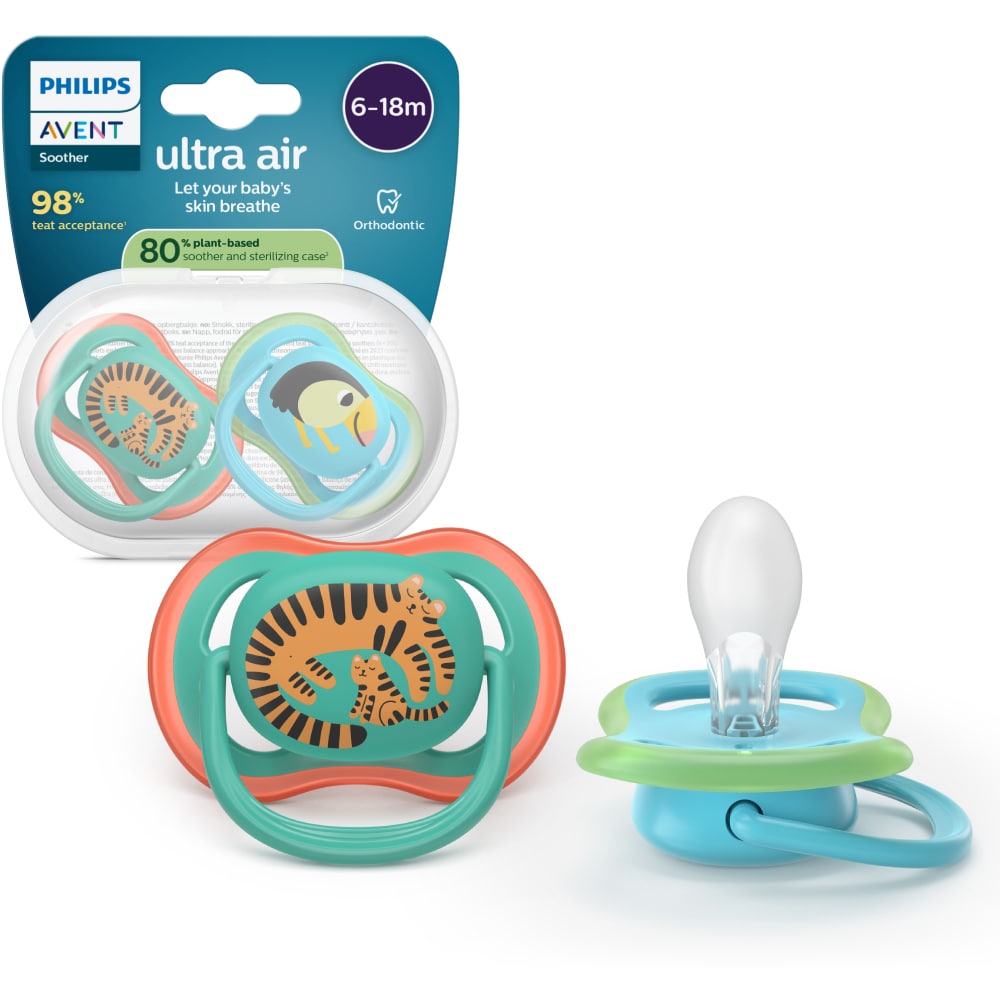 Suzeta PHILIPS AVENT Pacifier Ultra Air SCF087/11, 6 luni+, 2 buc, multicolor