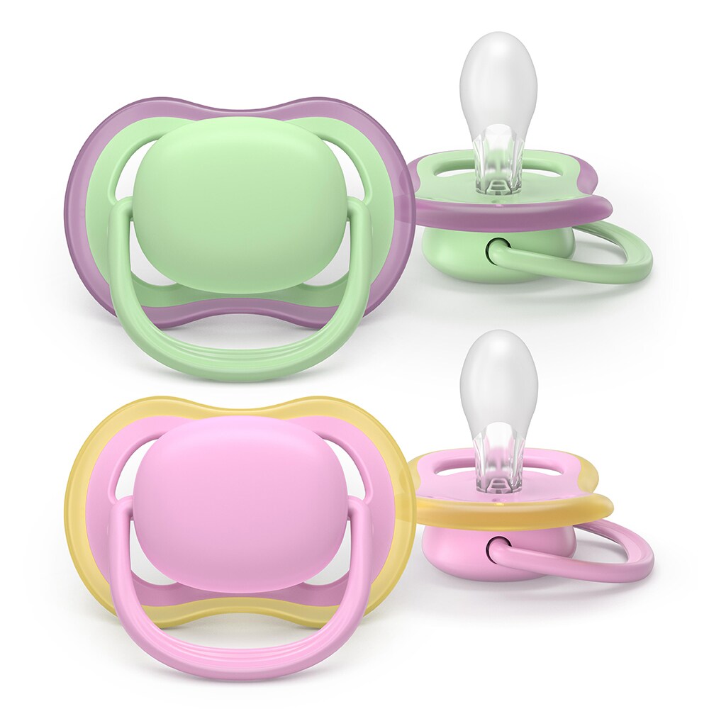 Suzeta PHILIPS AVENT Pacifier Ultra Air SCF087/12, 6 luni+, 2 buc, roz-verde