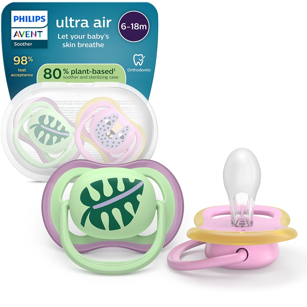 Suzeta PHILIPS AVENT Ultra Air SCF087/13, 6-18 luni, 2 buc