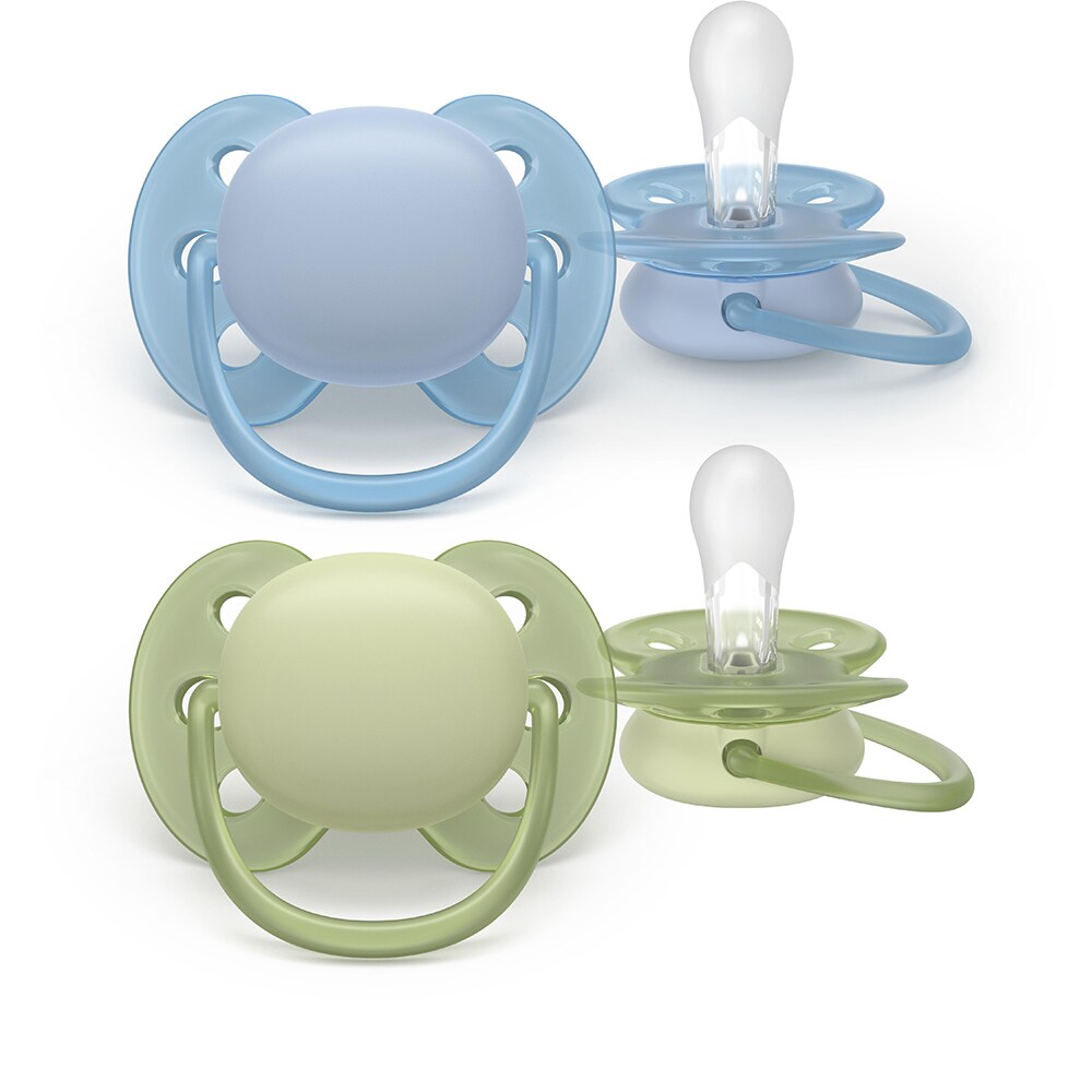 Suzeta PHILIPS AVENT Ultra Soft SCF091/37, 0-6 luni, 2 buc, albastru-verde