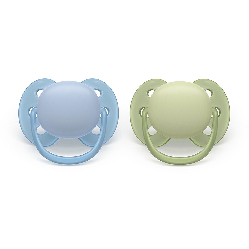 Suzeta PHILIPS AVENT Ultra Soft SCF091/37, 0-6 luni, 2 buc, albastru-verde