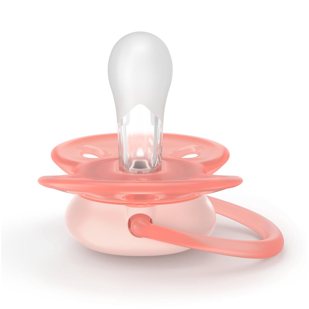 Suzeta PHILIPS AVENT Pacifier Ultra Soft SCF091/38, 0-6 luni, 2 buc, roz-portocaliu