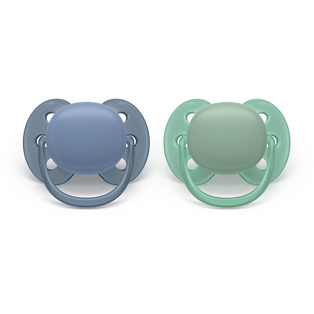 Suzeta PHILIPS AVENT Pacifier Ultra Soft SCF09142, 6-18 luni, 2 buc, kaki-bleumarin