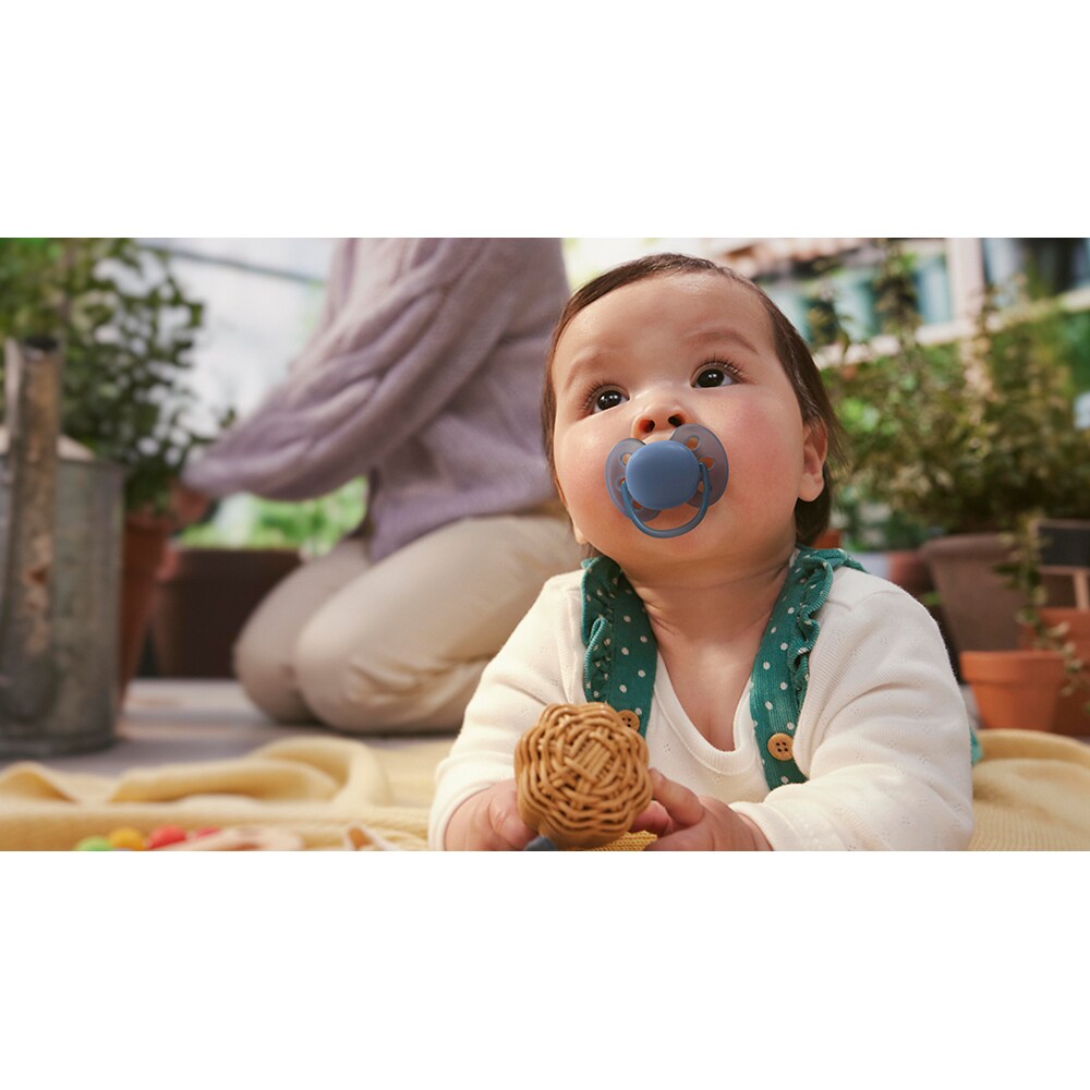 Suzeta PHILIPS AVENT Pacifier Ultra Soft SCF09142, 6-18 luni, 2 buc, kaki-bleumarin
