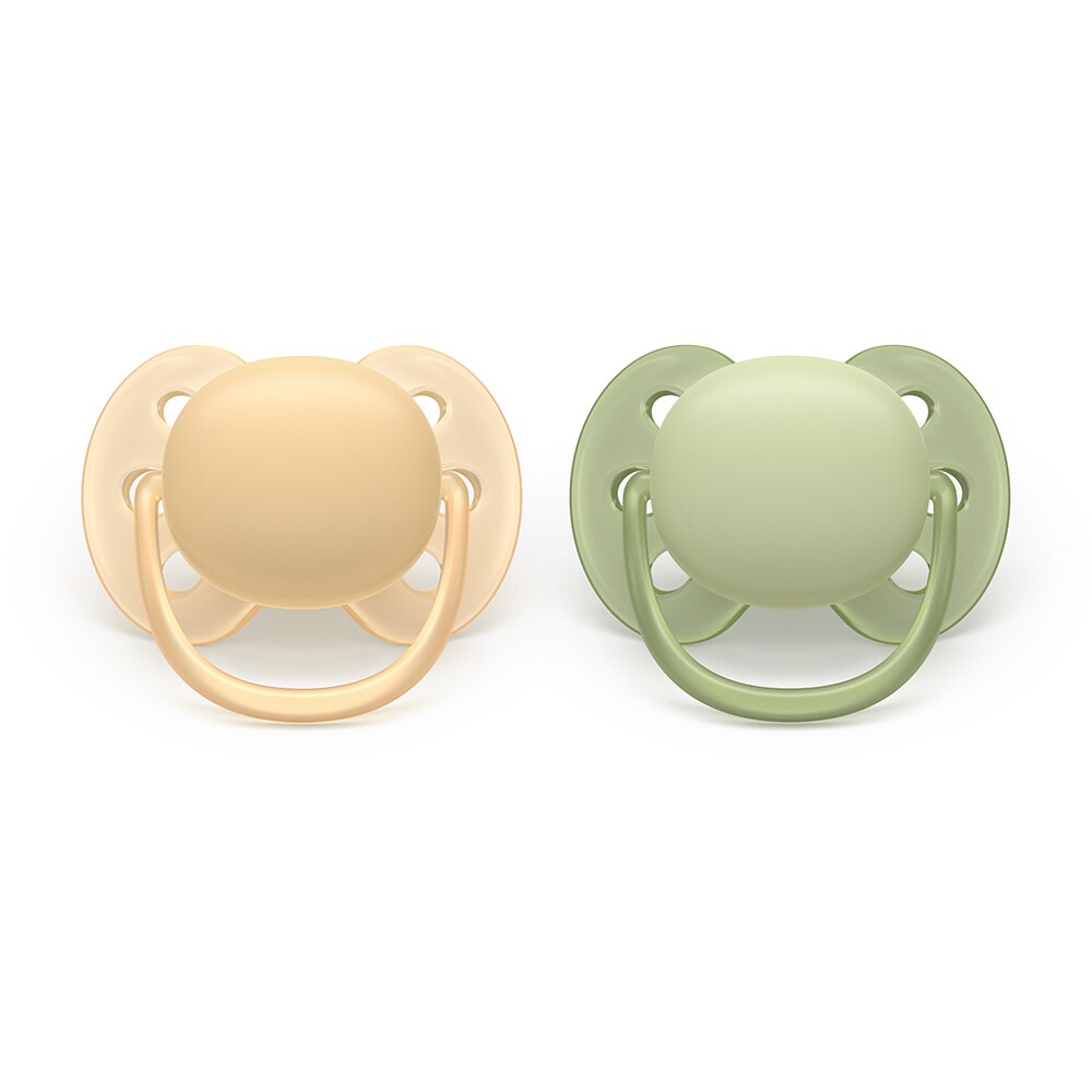 Suzeta PHILIPS AVENT Pacifier Ultra Soft SCF091/45 6-18 luni, 2 buc, verde-portocaliu