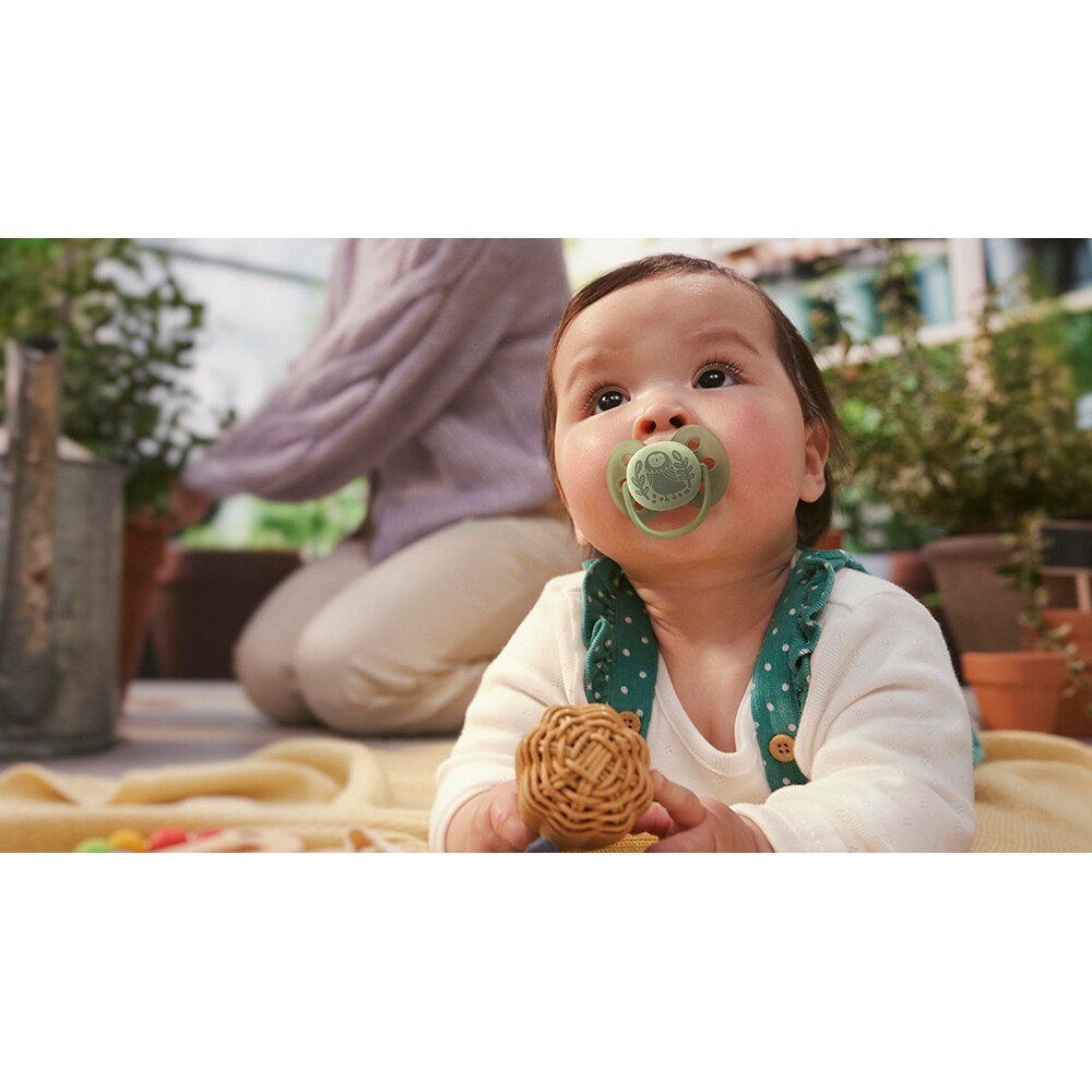 Suzeta PHILIPS AVENT Pacifier Ultra Soft SCF091/46, 6-18 luni, 2 buc, verde-portocaliu