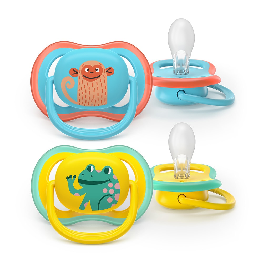 Suzeta PHILIPS AVENT Pacifier Ultra Air SCF349/58, 0 luni+, 2 buc, multicolor