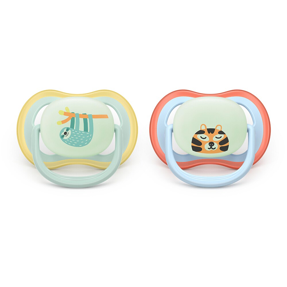 Suzeta PHILIPS AVENT Pacifier Ultra Air pentru noapte SCF376/24, 0 luni+, 2 buc, multicolor