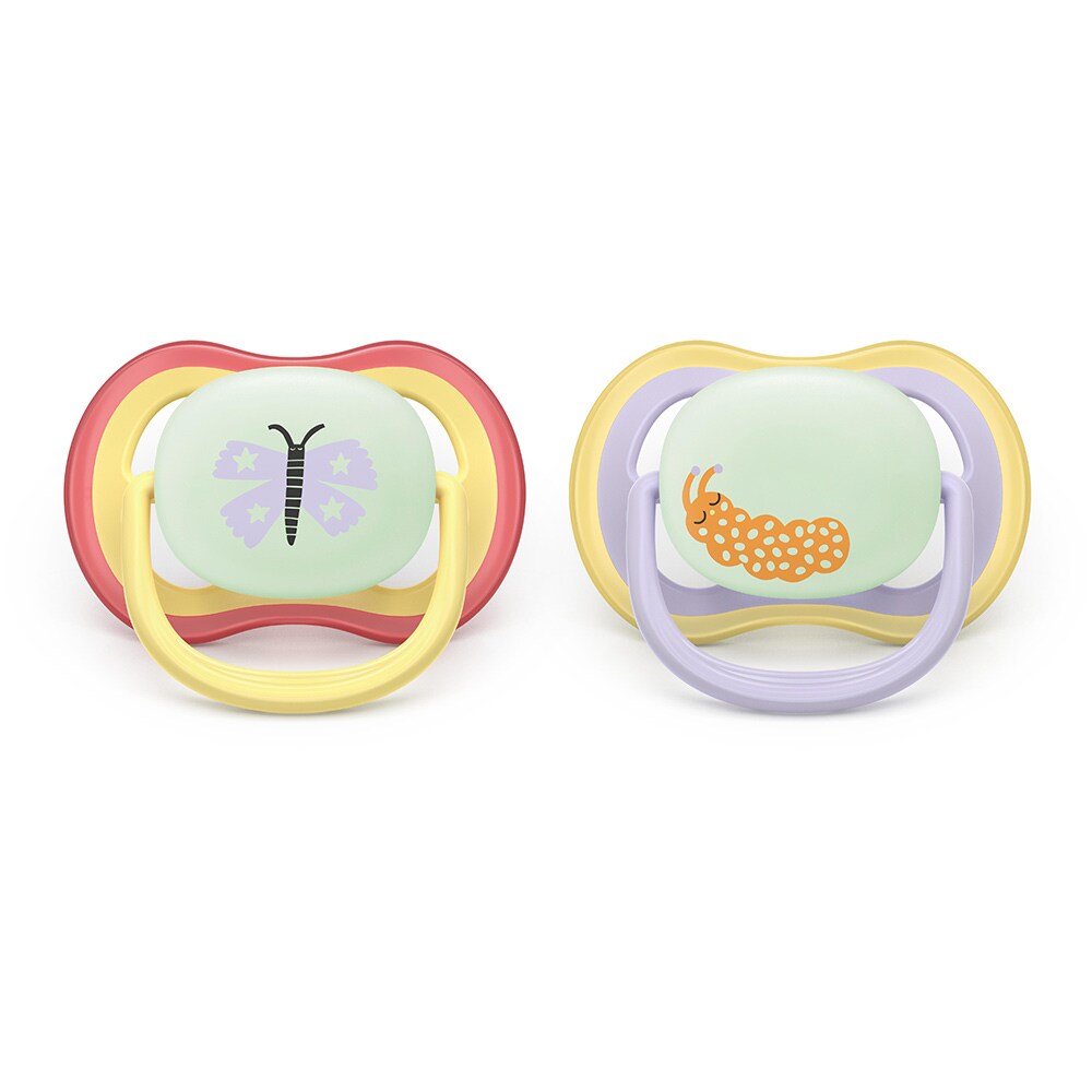 Suzeta PHILIPS AVENT Pacifier Ultra Air pentru noapte SCF376/25, 0 luni+, 2 buc, multicolor