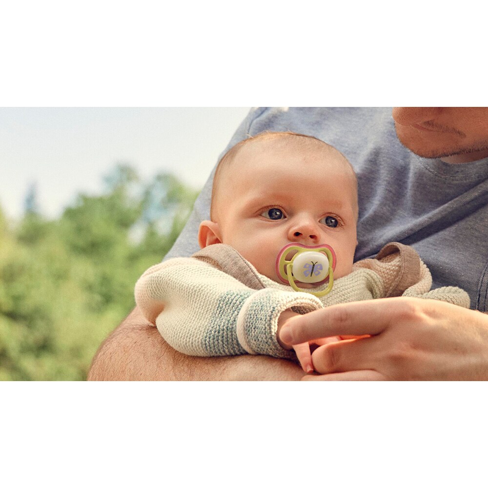 Suzeta PHILIPS AVENT Pacifier Ultra Air pentru noapte SCF376/25, 0 luni+, 2 buc, multicolor