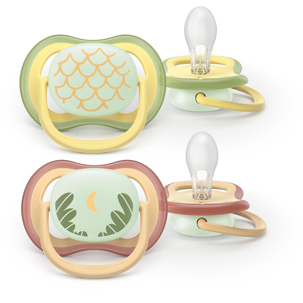 Suzeta PHILIPS AVENT Ultra Air pentru noapte SCF376/27, 0 luni+, 2 buc, multicolor