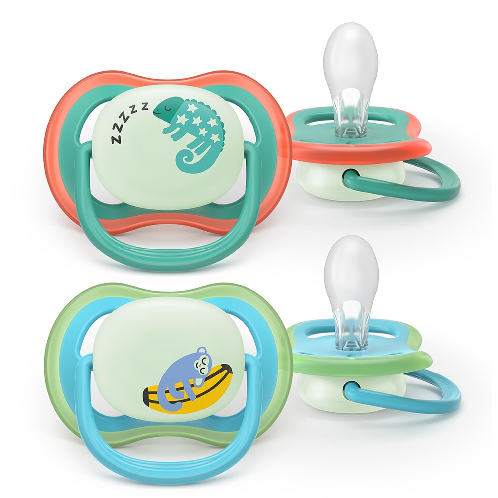Suzeta PHILIPS AVENT Ultra Air pentru noapte SCF376/28, 6 luni+, 2 buc, multicolor