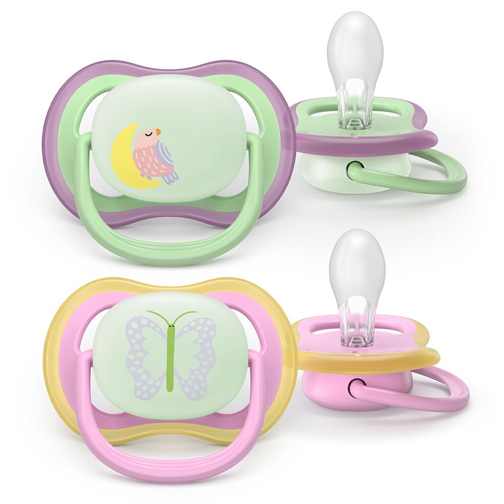 Suzeta PHILIPS AVENT Ultra Air pentru noapte SCF376/29, 6 luni+, 2 buc, multicolor