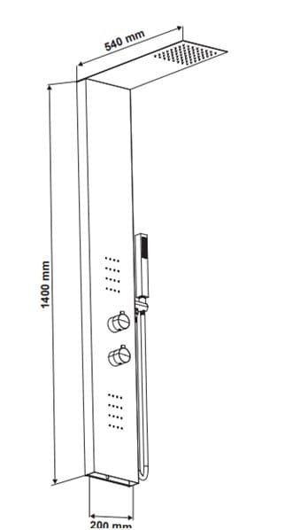 Panel de dus GOODHOME Abala, termostat, hidromasaj, 140 cm, negru