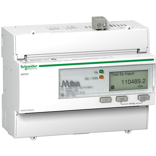 Contor trifazat SCHNEIDER A9MEM3335, 125A, 480V, IP20, alb