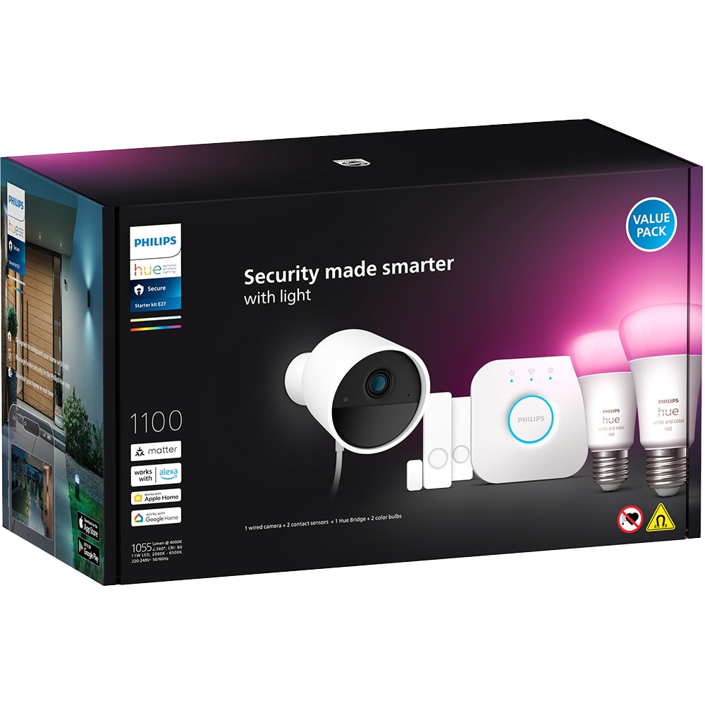 Set camera IP Wireless exterior PHILIPS HUE 8720169192317, Full HD 1080p, IR, Night vision, alb