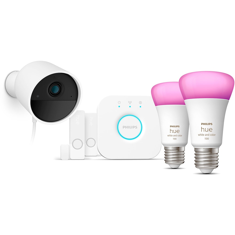 Set camera IP Wireless exterior PHILIPS HUE 8720169192317, Full HD 1080p, IR, Night vision, alb