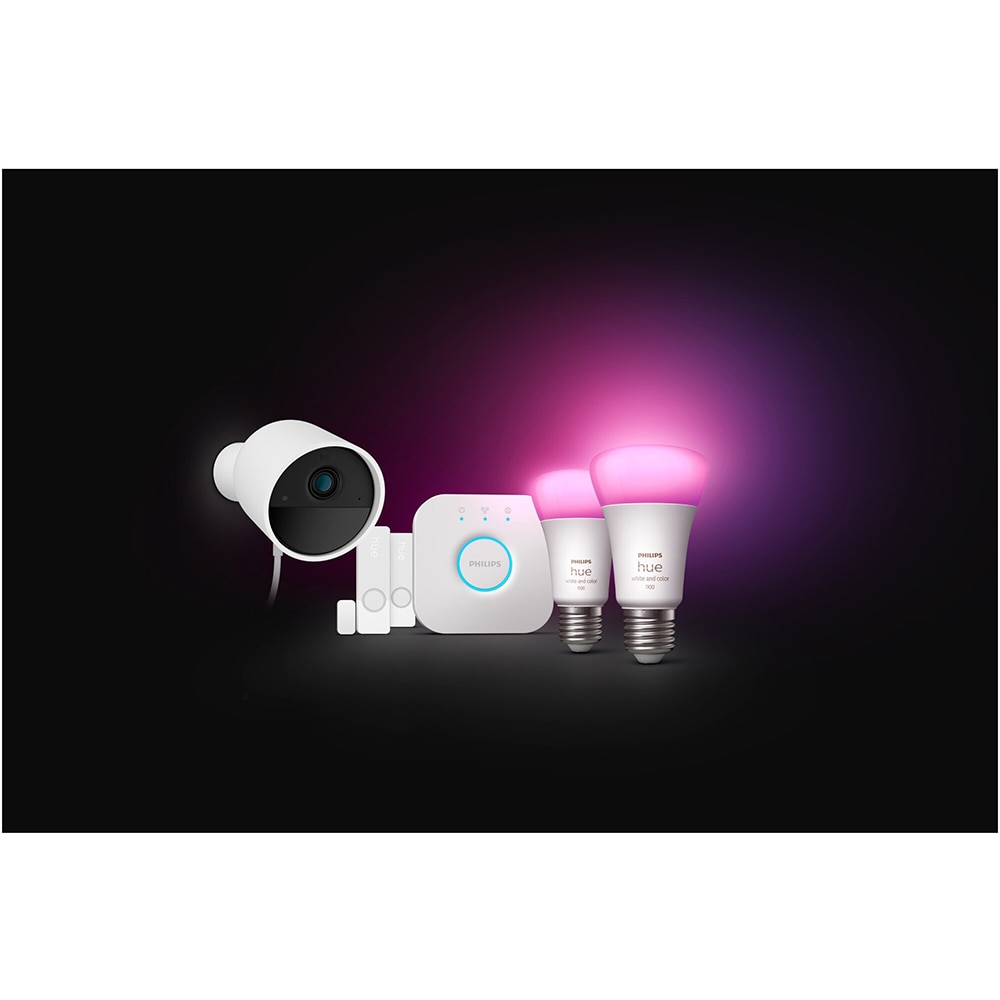 Set camera IP Wireless exterior PHILIPS HUE 8720169192317, Full HD 1080p, IR, Night vision, alb