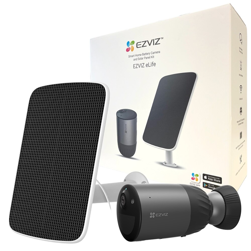 Camera IP Wireless exterior EZVIZ BC1C, QHD 1440p, IR, Night Vision, panou solar, negru