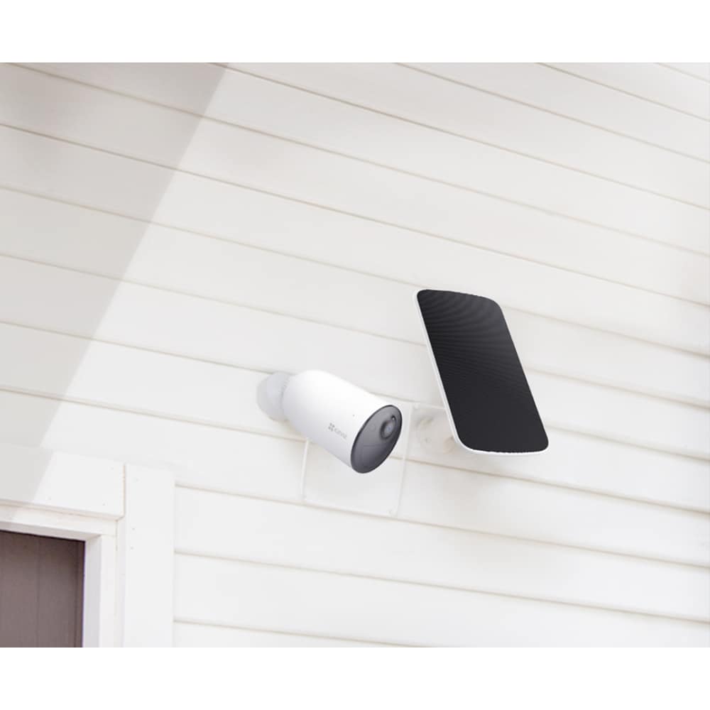 Kit Camera IP Wireless EZVIZ CB3, Full HD 1080p, IR 30M, Motion Detection, panou solar, baterie 5200 mAh, alb